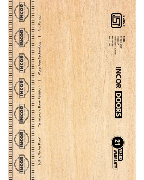 Incor Doors with its original product stamping, grade and warranty markings
